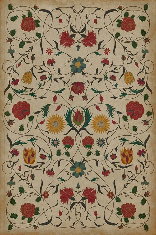 Vintage Vinyl Floorcloths/Mats (Floral Abigail), 20x30 Traditional