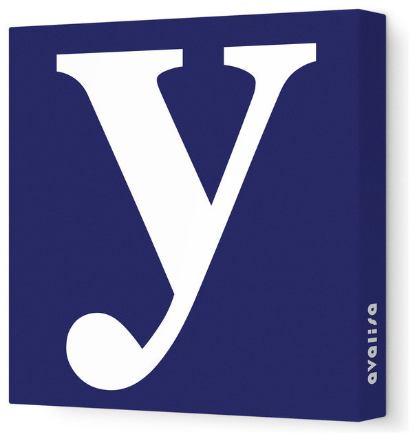 Letter - Lower Case 'y' Stretched Wall Art, 18" x 18", Navy
