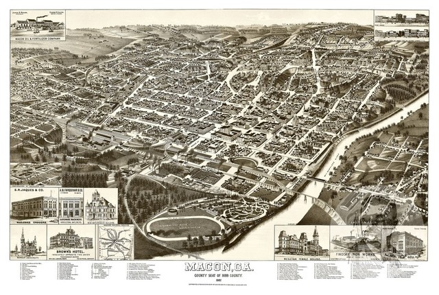 18x24 Gadsden Alabama 1887 Historic Panoramic Town Map