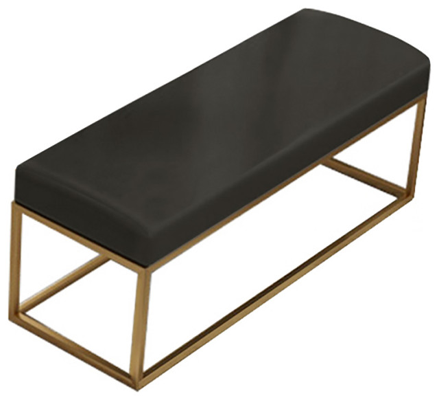 black faux leather dining bench