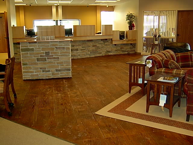 living room on stamped concrete