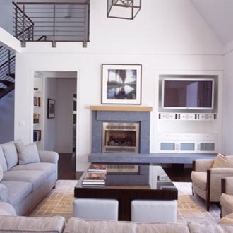 Example of a trendy living room design in Bridgeport