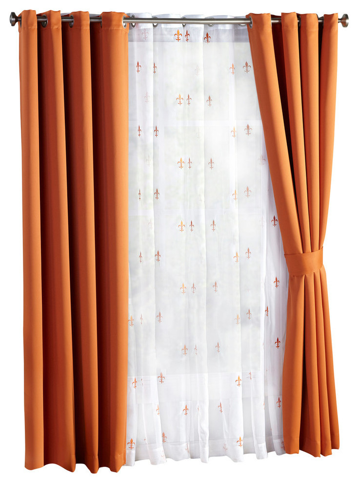 Fleur De Lis Blackout Curtains 6 Piece Set Transitional