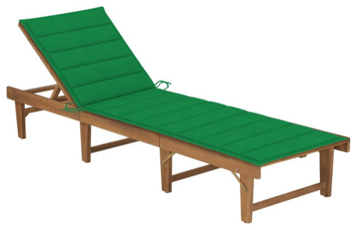 vidaXL Solid Wood Acacia Folding Sun Lounger with Cushion Patio Garden Seat