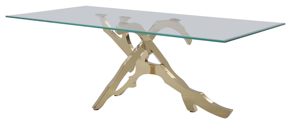 Modrest Legend Modern Glass & Gold Dining Table