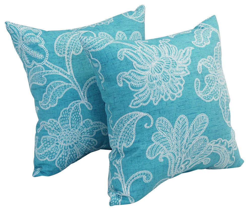 17" Square Polyester Outdoor Throw Pillows, Set of 4, Ellie Ocean Contemporary Outdoor