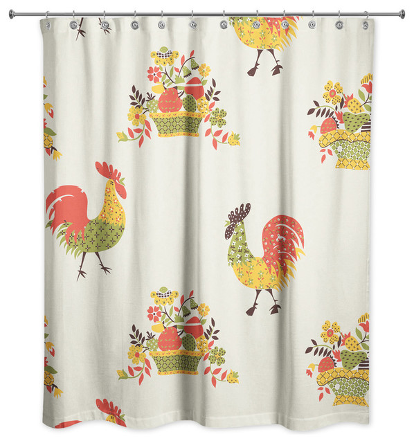 Rooster Pattern Shower Curtain Farmhouse Shower Curtains By Designs Direct