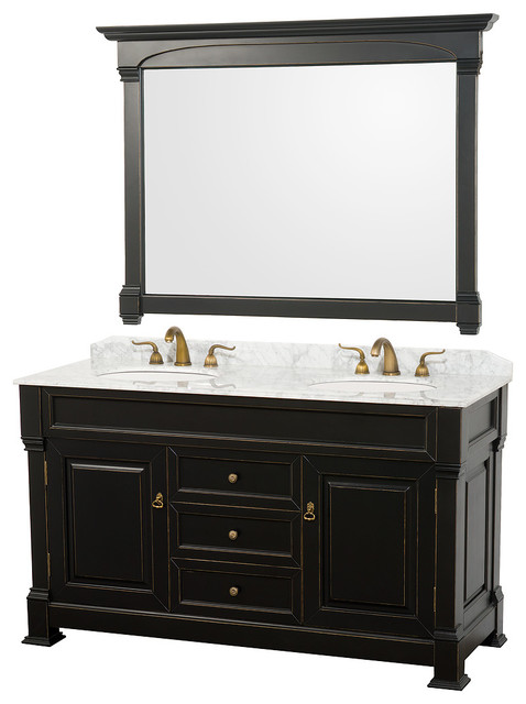 Andover Double Bathroom Vanity With Mirror, 60"