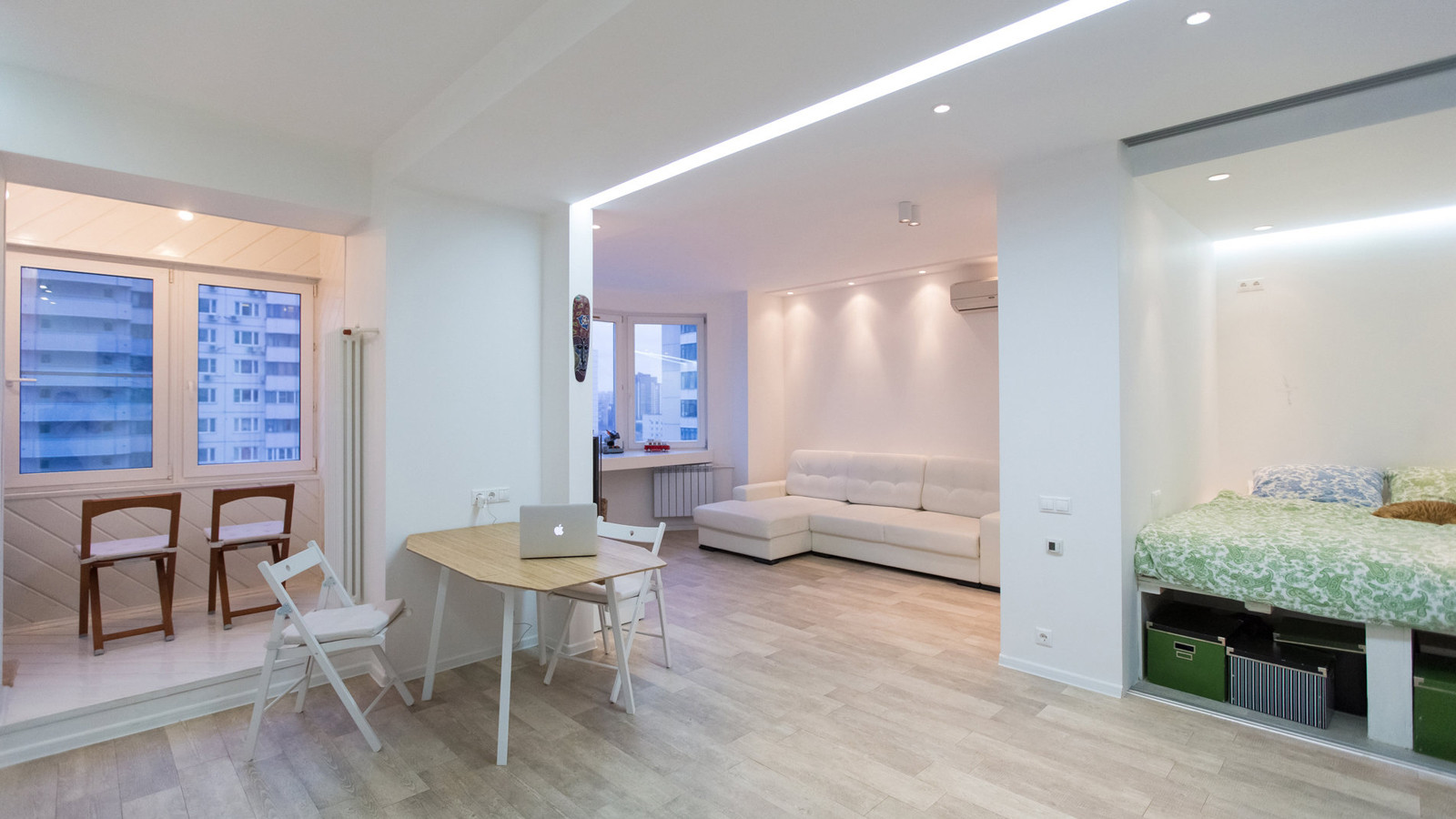 Функциональный ремонт квартиры студии в минималистическом стиле