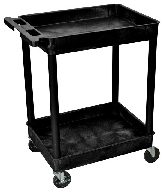 Luxor STC11B 2 Tub Shelves Multipurpose Storage Utility Cart, Black
