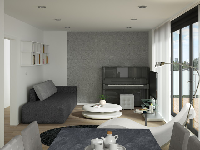 OPEN-SPACE CON CUCINA E SOGGIORNO moderne-salon