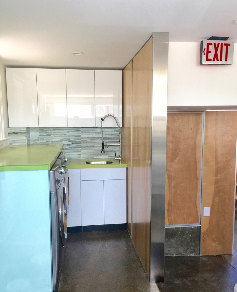 Lime Laundry Room With Dog Wash Station