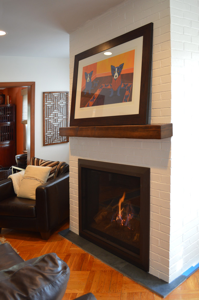 Painted Brick Fireplace - Eclectic - Living Room - New ...