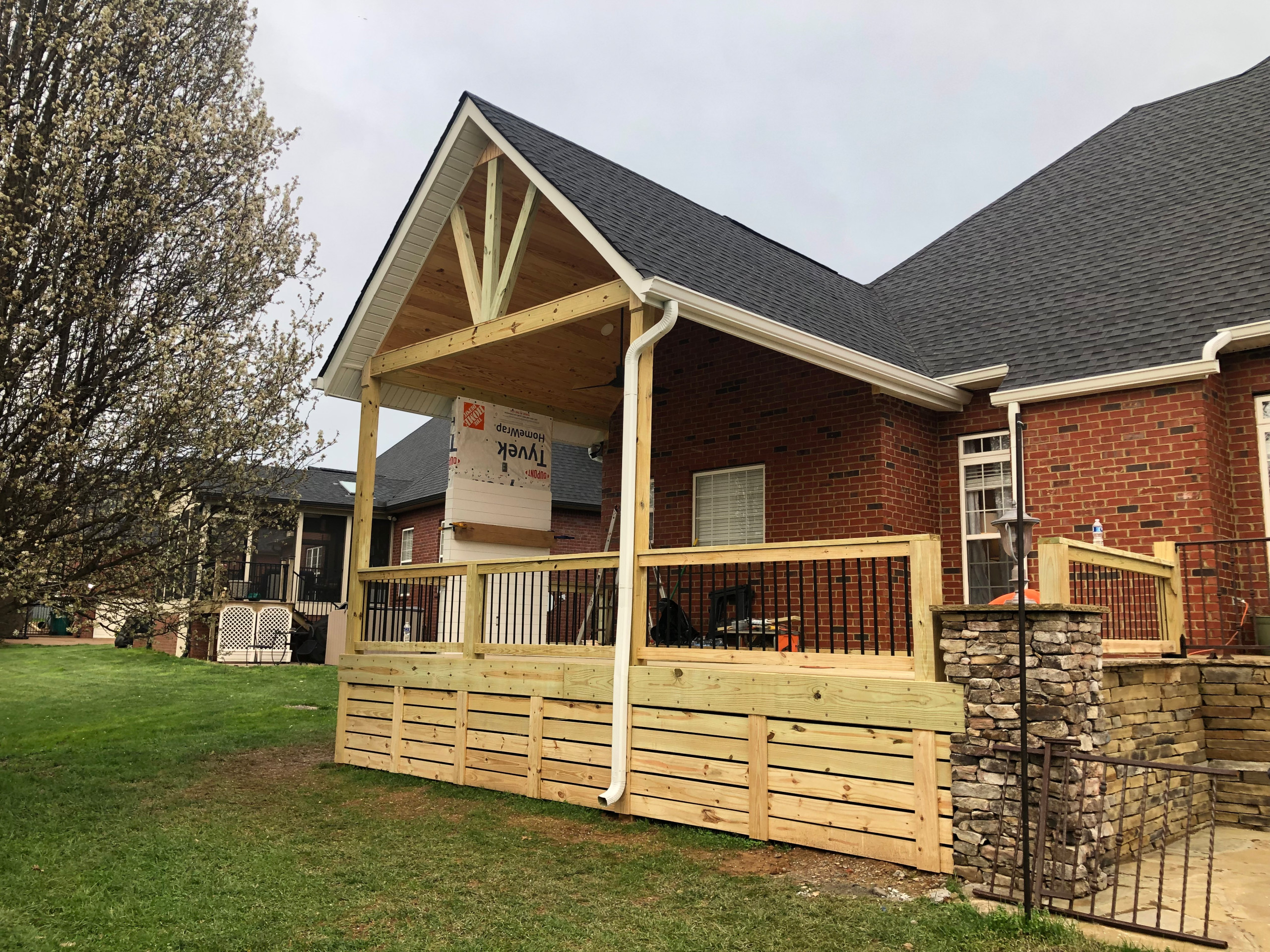 Gable extension with deck