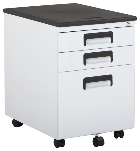 Offex 3 Drawer Metal Rolling File Cabinet With Locking Drawers