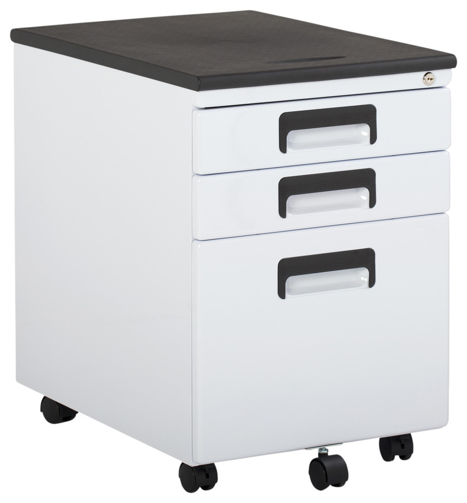 Offex 3 Drawer Metal Rolling File Cabinet With Locking Drawers