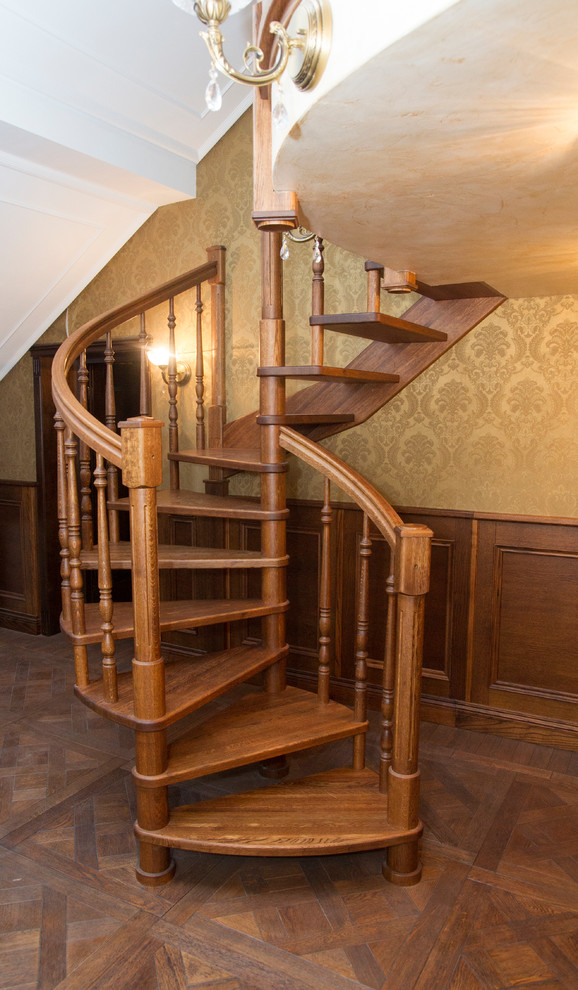 Inspiration for a contemporary wood staircase in Moscow.