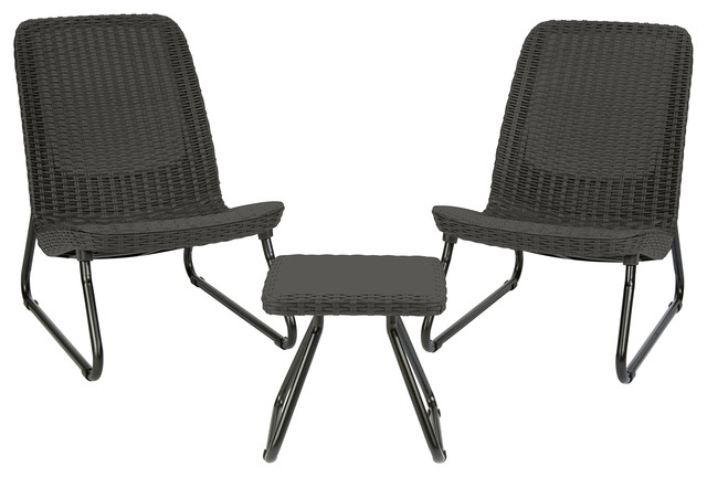 Keter Rio 3-Piece All Weather Outdoor Patio Furniture Set, Grey