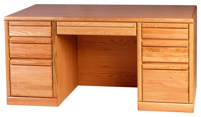 Bullnose Oak Executive Double Pedestal Desk Transitional Desks