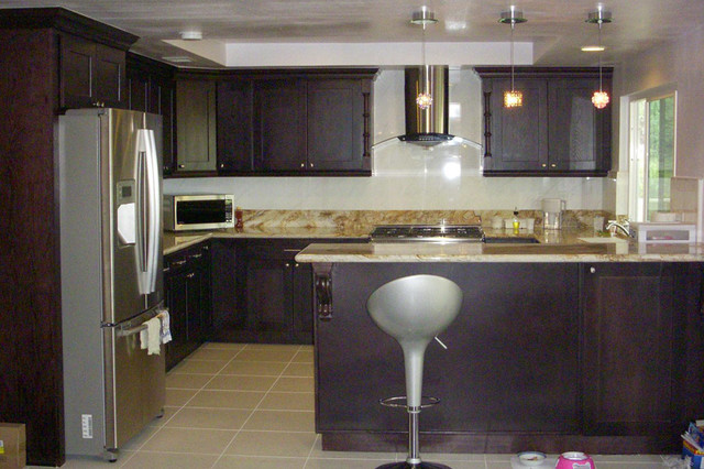 Espresso Shaker Kitchen Cabinets Home Design - Traditional ...