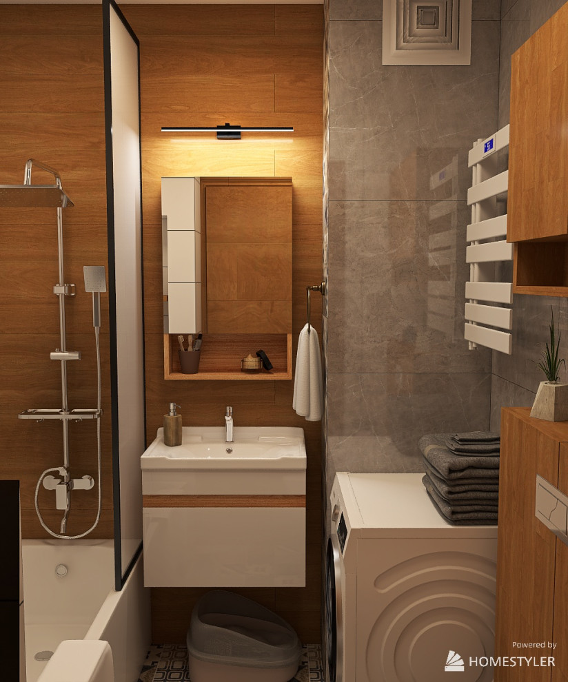 Квартира-студия с кроватью на подиуме для семейной пары