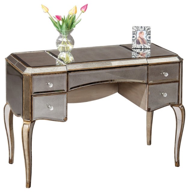 Mirrored Bedroom Vanity Table - Traditional - Bathroom Vanities And