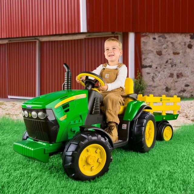 Peg Perego John Deere Ground Tractor & Trailer Battery Powered Riding Toy Multic