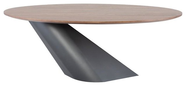 Fluid Oval Walnut Bronze Executive Desk Or Meeting Table 78