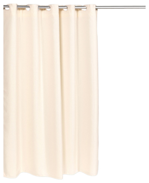 70 Wx72 L Pre Hooked Waffle Weave Fabric Shower Curtain 100