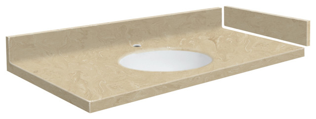 Transolid Solid Surface Vanity Top With Single Hole And Oval Integral Sink Almo