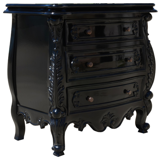 French BaroqueStyle Pandora Side Table Nightstand, Black Eclectic Nightstands And Bedside