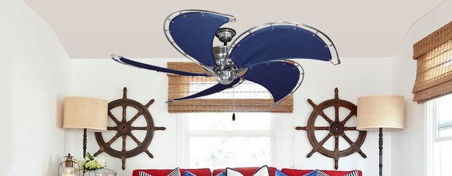 Nautical Ceiling Fans Beach Style Living Room Miami