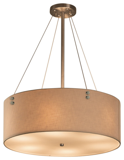 Textile Finials 24 Drum Pendant Pair Of Cylinder Cream Fabric Shade