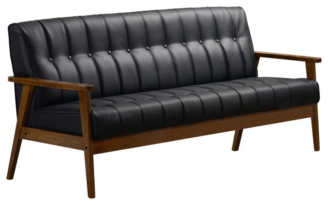 Aarhus Sofa, Black Faux Leather