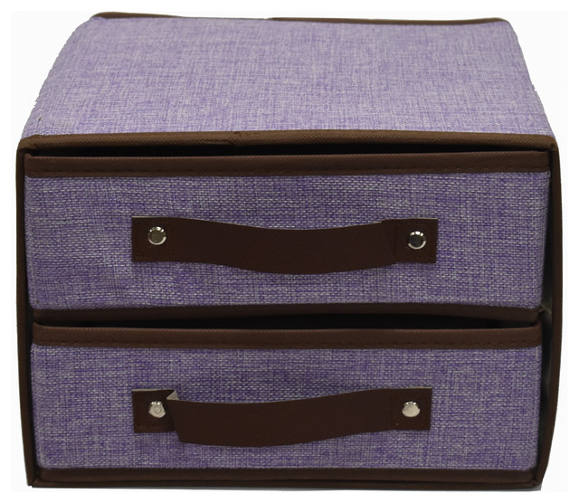 Storage Bin 2 Drawers Contemporary, Purple Storage Bins With Drawers