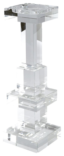 Dazzling Faceted Stacked Square Crystal Candle Holder Pillar Geometric Gift Box