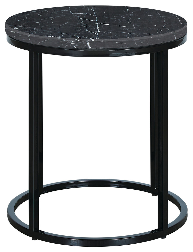 Palliser Furniture, Julien Round End Table, Black Base, Black Marble Top