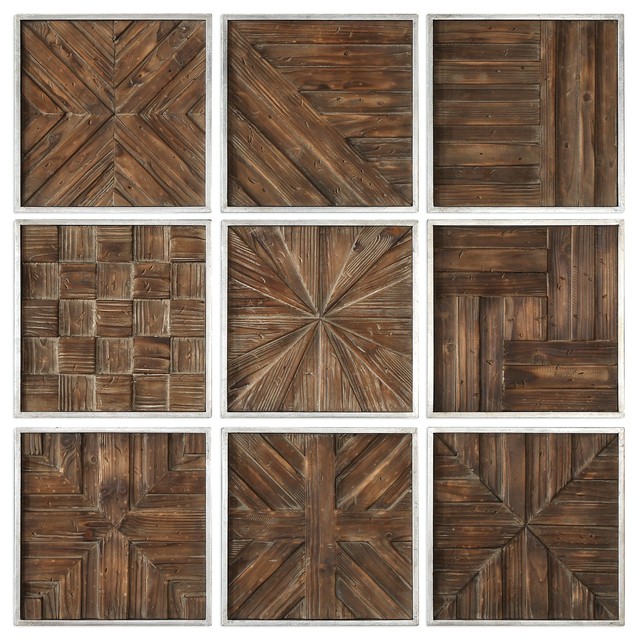 Bryndle Rustic Wooden Squares Wall Decor 9 Piece Set Bryndle Rustic Wooden Squares Wall Decor 9 Piece Set Accents By Innovations Designer Home Accent Furniture