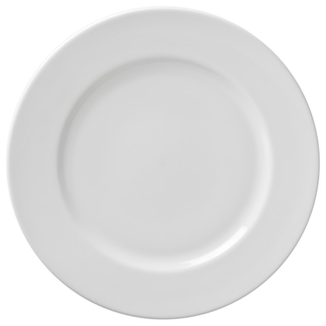Classic White Luncheon Plates, Set of 6 Contemporary Dinner Plates by 10 Strawberry Street