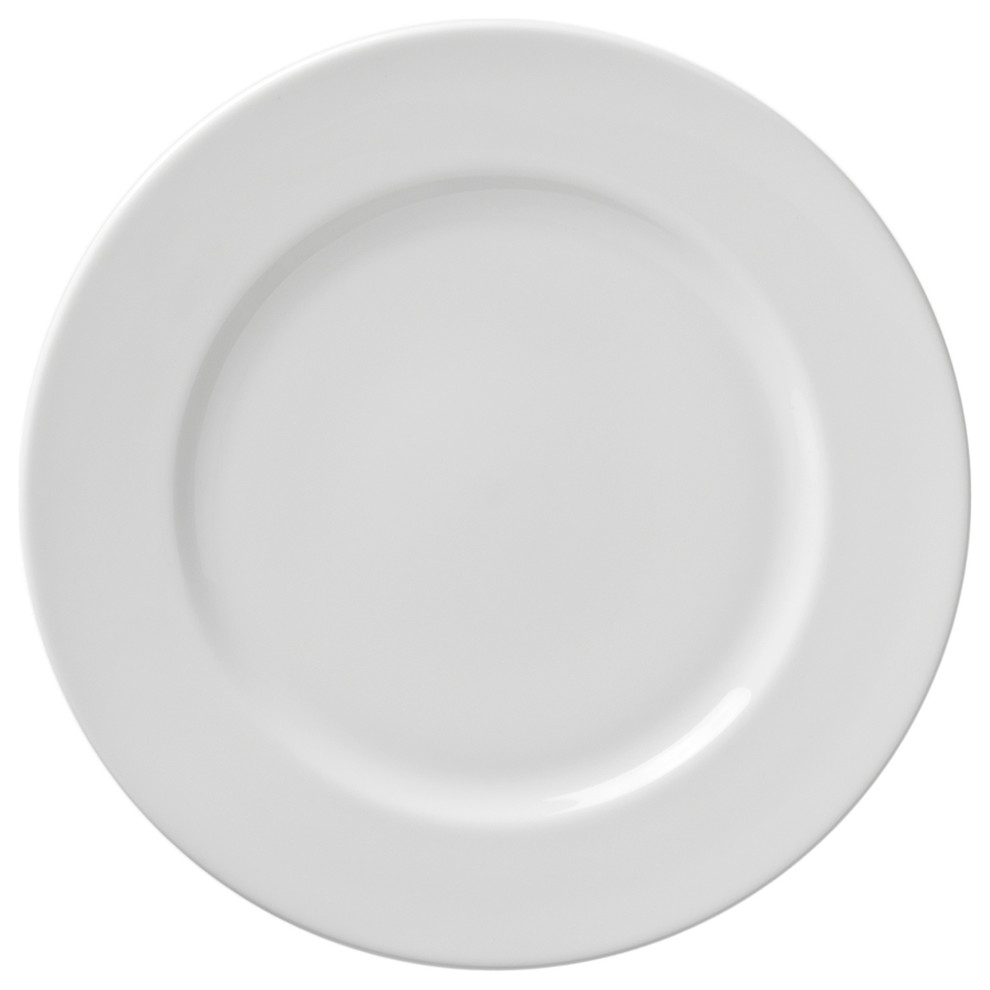 Classic White Luncheon Plates, Set of 6 Contemporary Dinner Plates