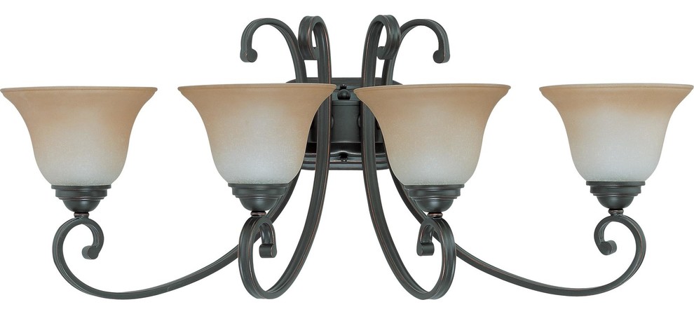 Nuvo Lighting 60-2758 Montgomery 4-Light Vanity with Champagne Linen Glass