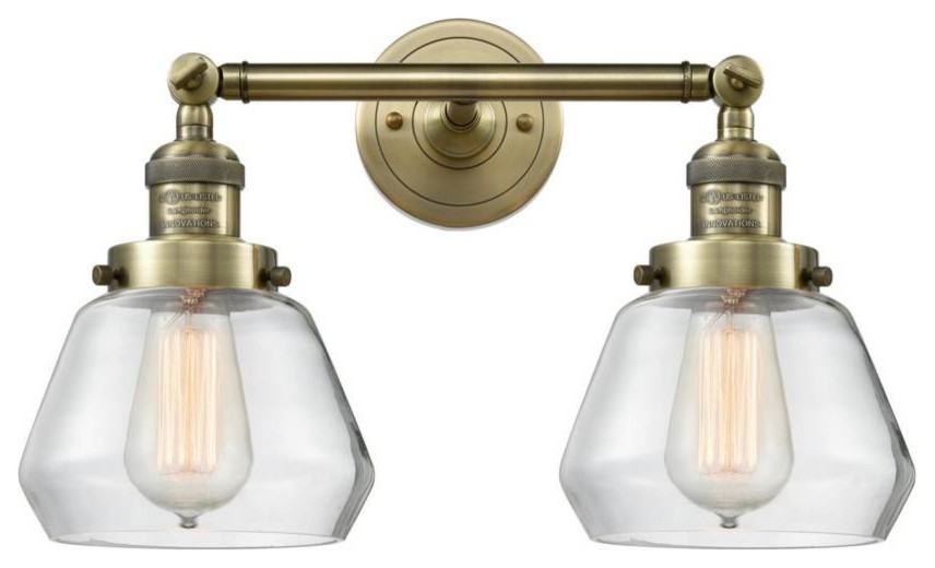 Antique Brass 2-Light, Vintage Dimmable LED Bulbs, 16.5" Bath