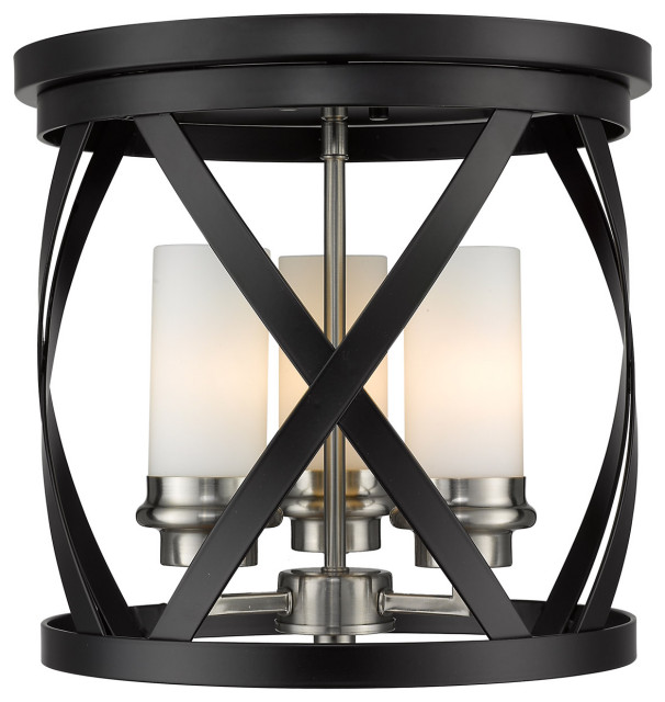 Matte Black and Brushed Nickel Tone Flush Mounts 13" W Steel Candelabra