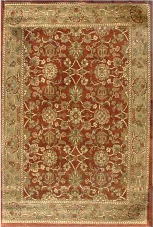 Floral Hand-Tufted Wool Rug, Burgundy and Rust, 9'x13'