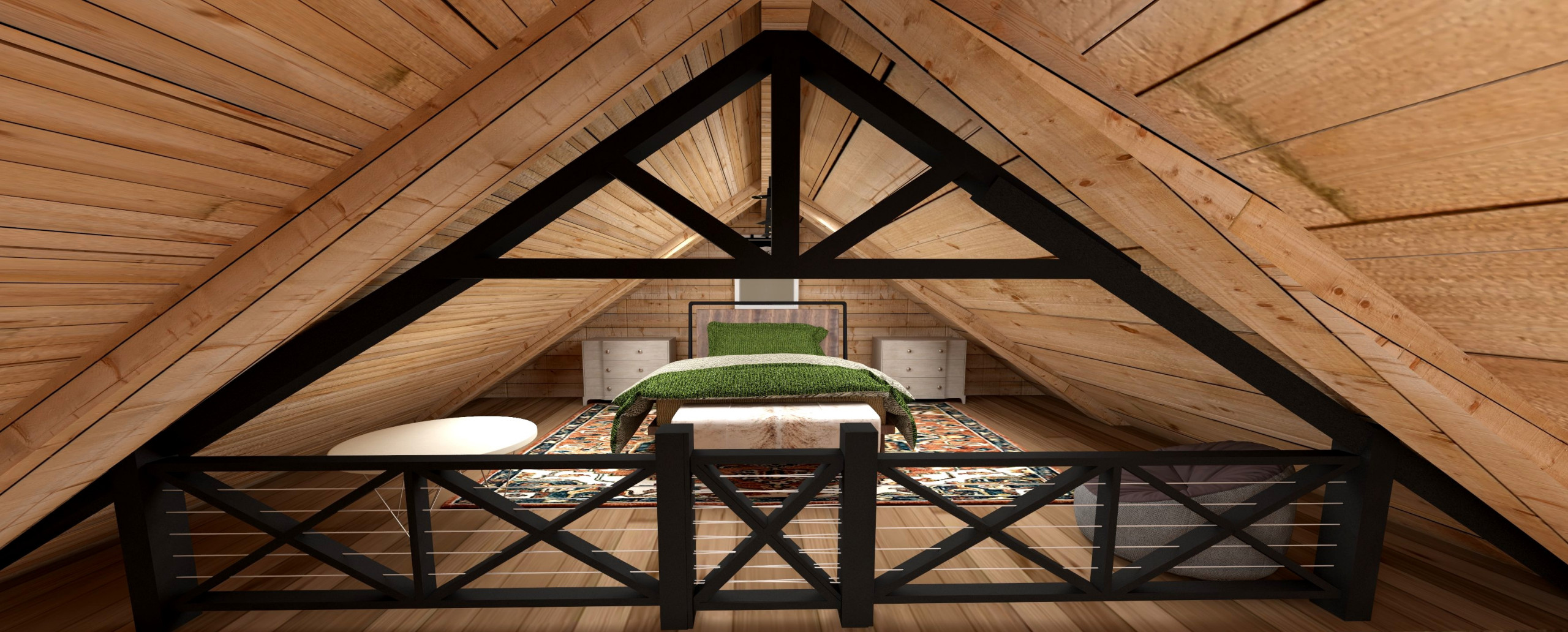 The Otter Nook 3D concept design of loft bedroom