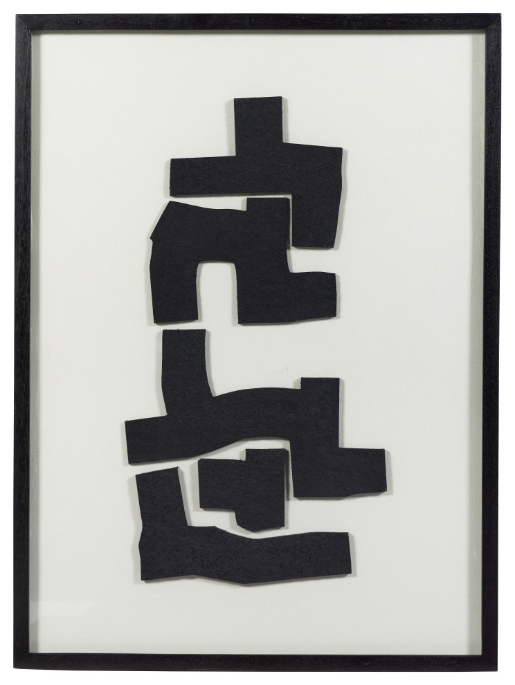 Urban 3 Paper Mache Wall Art in Glass Wooden Frame Contemporary