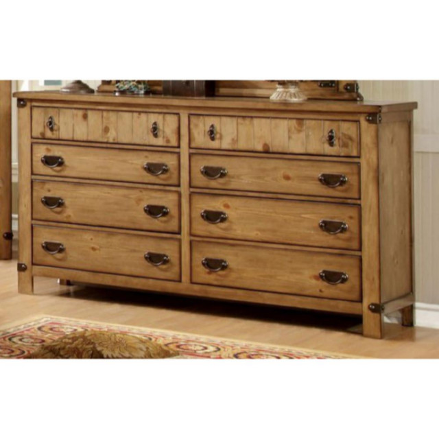 Trendy Cottage Style Wooden Dresser Weathered Elm Brown Rustic