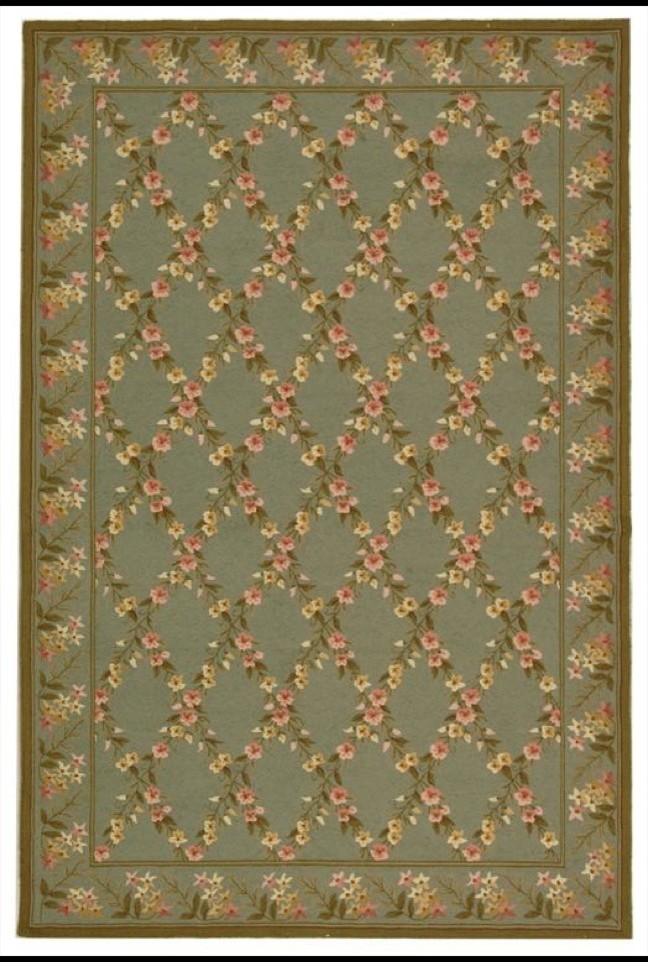 Avery Hand Hooked Rug, Teal / Olive 5'6"x8'6"