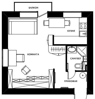 Московская квартира в 35 м кв