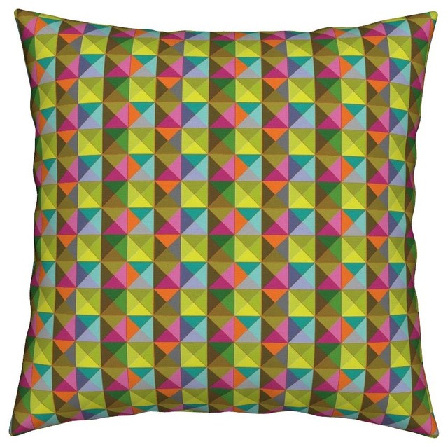Joan Spoonflower Bright Fun Funky Mod Throw Pillow Contemporary